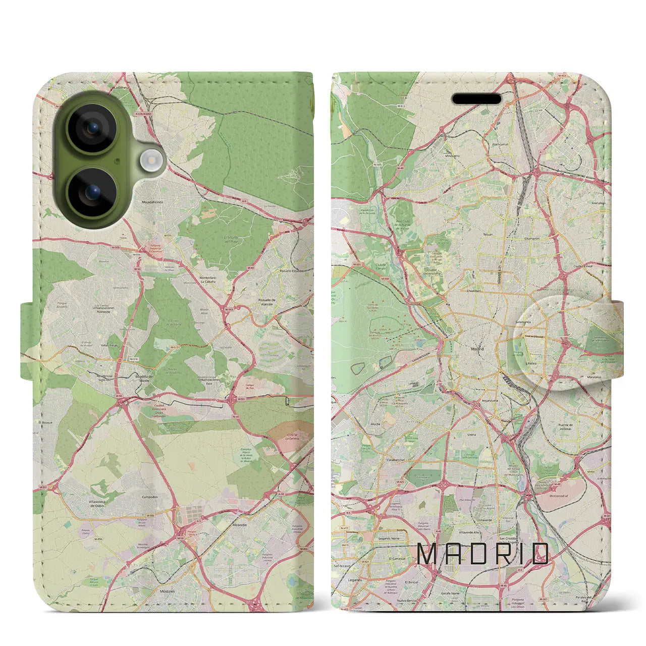 【マドリード（スペイン）】地図柄iPhoneケース（手帳タイプ）