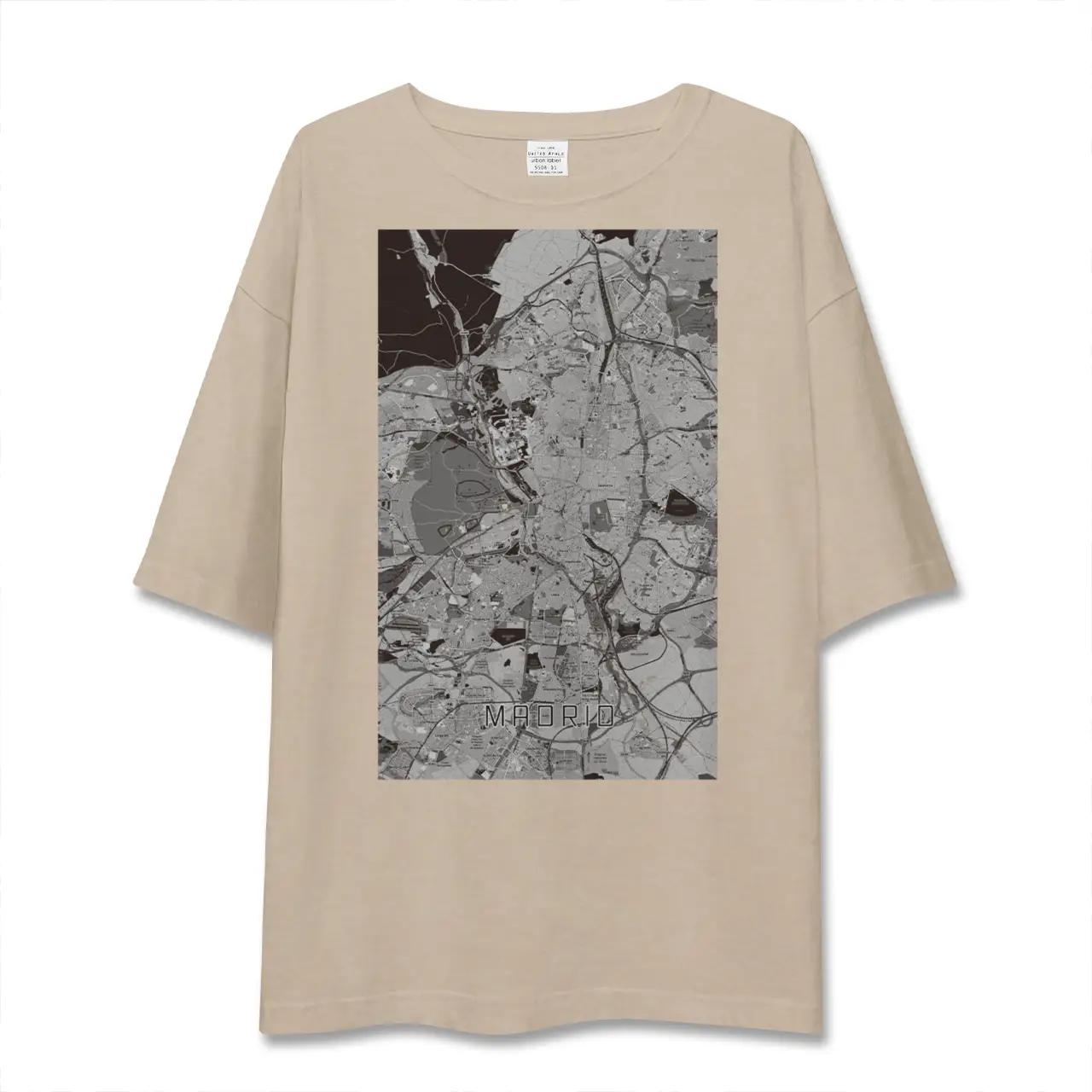 【マドリード（スペイン）】地図柄ビッグシルエットTシャツ