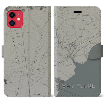【メークロン（タイ）】地図柄iPhoneケース（手帳タイプ）モノトーン・iPhone 11 用