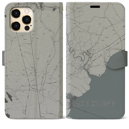 【メークロン（タイ）】地図柄iPhoneケース（手帳タイプ）モノトーン・iPhone 12 Pro Max 用