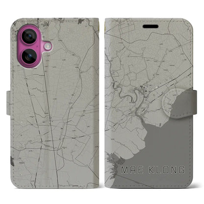 【メークロン（タイ）】地図柄iPhoneケース（手帳タイプ）モノトーン・iPhone 16 Pro 用