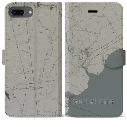 【メークロン（タイ）】地図柄iPhoneケース（手帳タイプ）モノトーン・iPhone 8Plus /7Plus / 6sPlus / 6Plus 用