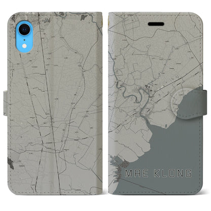 【メークロン（タイ）】地図柄iPhoneケース（手帳タイプ）モノトーン・iPhone XR 用