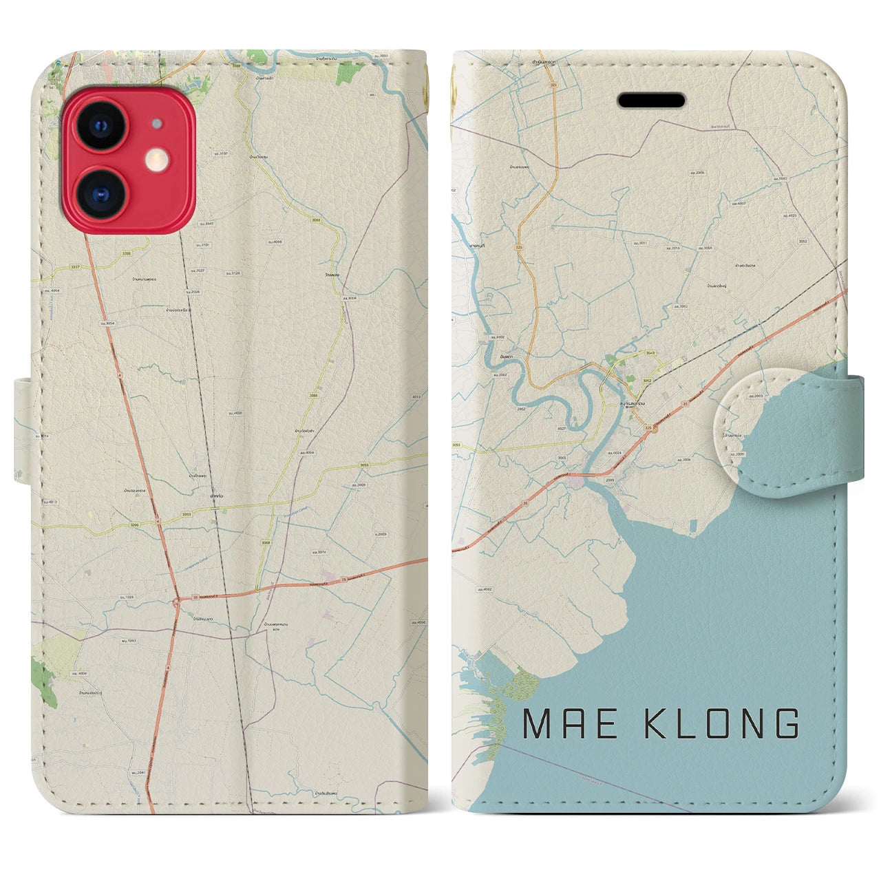 【メークロン】地図柄iPhoneケース（手帳両面タイプ・ナチュラル）iPhone 11 用