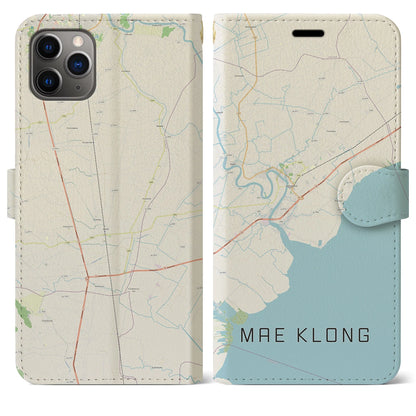 【メークロン（タイ）】地図柄iPhoneケース（手帳タイプ）ナチュラル・iPhone 11 Pro Max 用