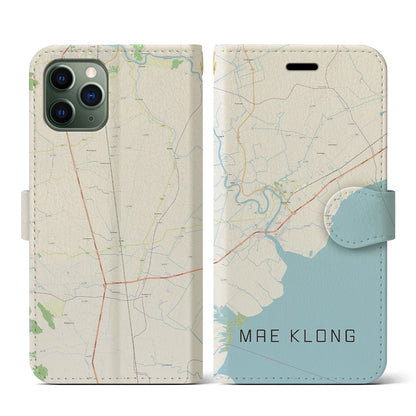 【メークロン（タイ）】地図柄iPhoneケース（手帳タイプ）ナチュラル・iPhone 11 Pro 用