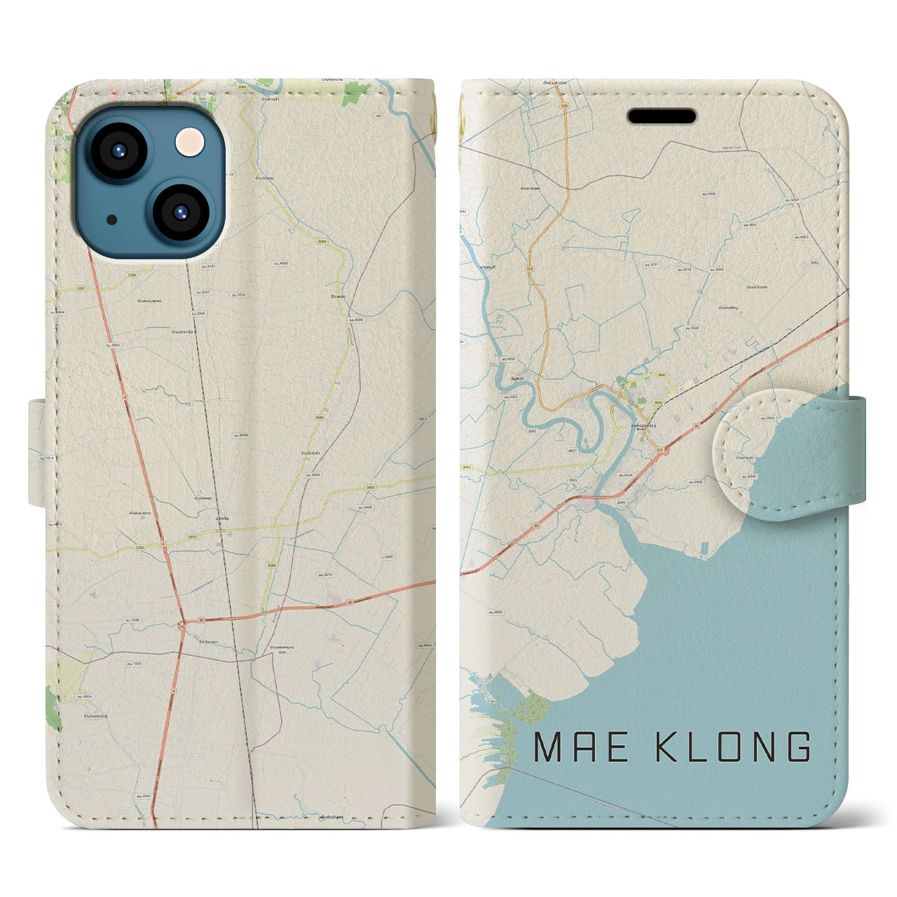 【メークロン】地図柄iPhoneケース（手帳両面タイプ・ナチュラル）iPhone 13 用