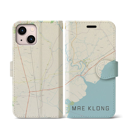 【メークロン（タイ）】地図柄iPhoneケース（手帳タイプ）ナチュラル・iPhone 13 mini 用