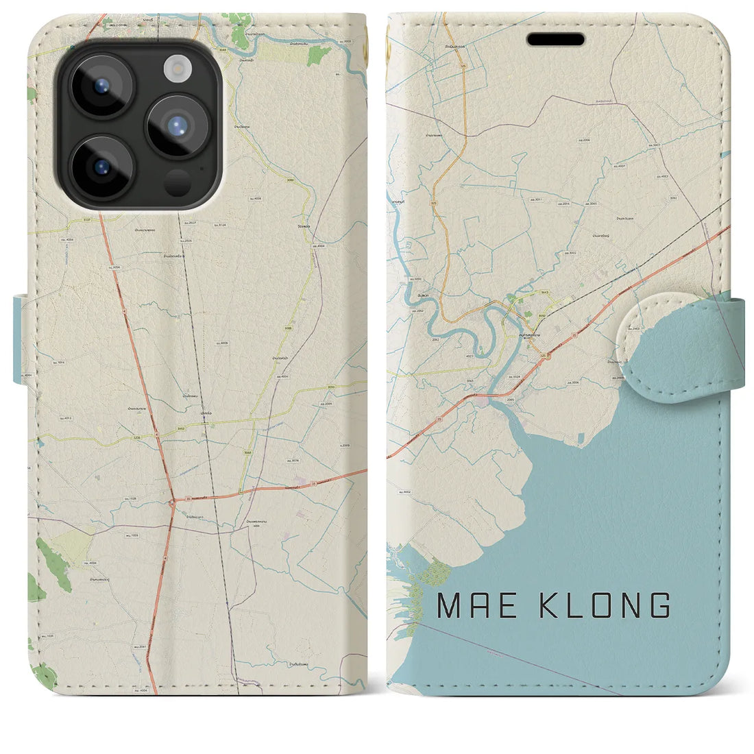【メークロン】地図柄iPhoneケース（手帳両面タイプ・ナチュラル）iPhone 15 Pro Max 用