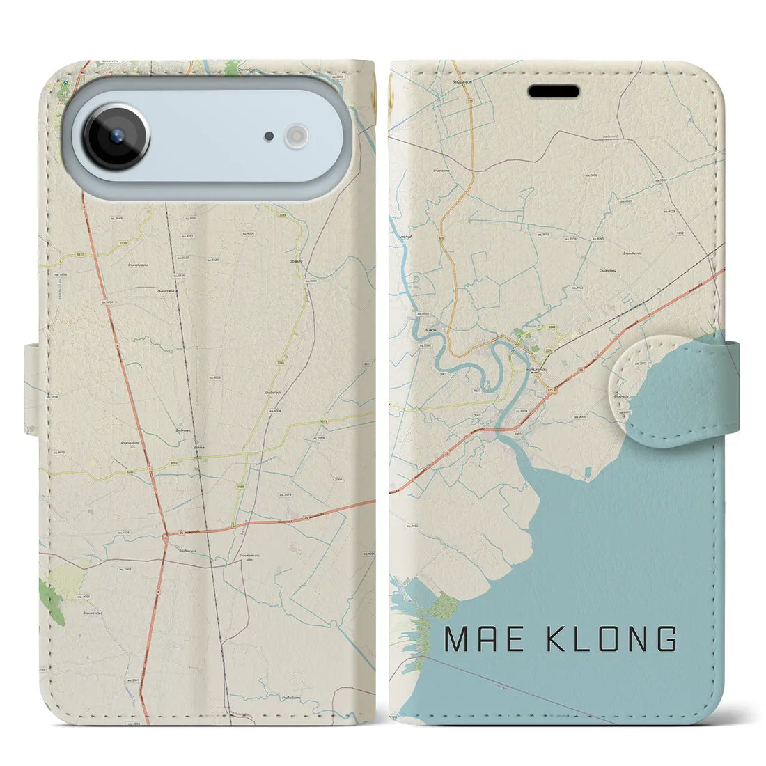 【メークロン（タイ）】地図柄iPhoneケース（手帳タイプ）モノトーン・iPhone 17 Pro Max 用