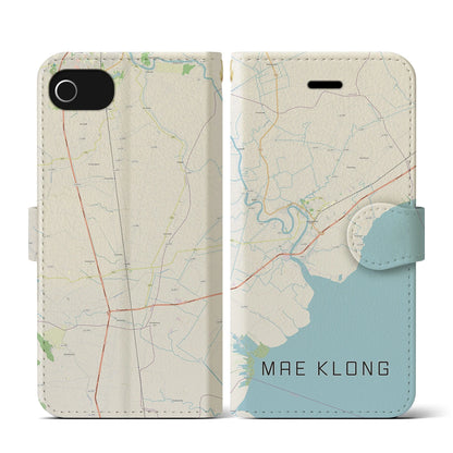 【メークロン（タイ）】地図柄iPhoneケース（手帳タイプ）ナチュラル・iPhone SE（第3 / 第2世代） / 8 / 7 / 6s / 6 用
