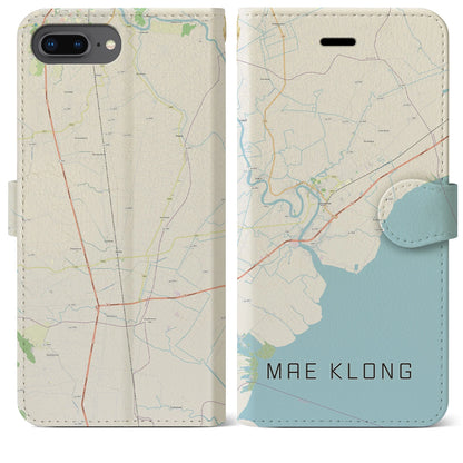 【メークロン（タイ）】地図柄iPhoneケース（手帳タイプ）ナチュラル・iPhone 8Plus /7Plus / 6sPlus / 6Plus 用