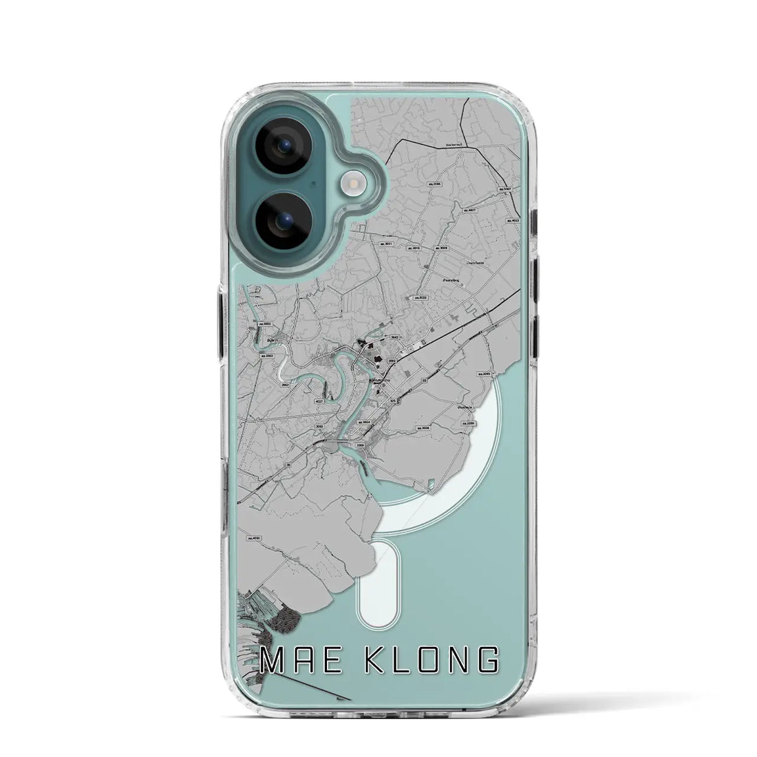 【メークロン（タイ）】地図柄iPhoneケース（MagSafeタイプ）モノトーン・iPhone 16 Pro 用