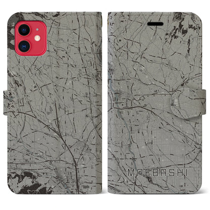 【前橋（群馬県）】地図柄iPhoneケース（手帳タイプ）モノトーン・iPhone 11 用