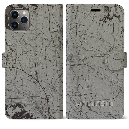 【前橋（群馬県）】地図柄iPhoneケース（手帳タイプ）モノトーン・iPhone 11 Pro Max 用