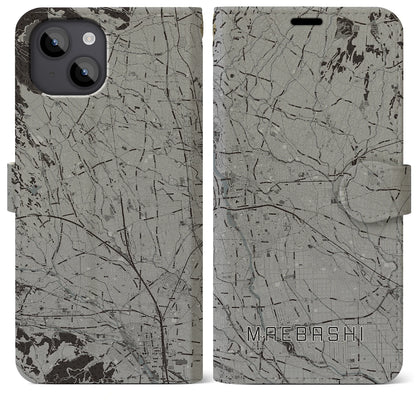 【前橋（群馬県）】地図柄iPhoneケース（手帳タイプ）モノトーン・iPhone 14 Plus 用