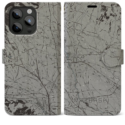 【前橋（群馬県）】地図柄iPhoneケース（手帳タイプ）モノトーン・iPhone 15 Pro Max 用