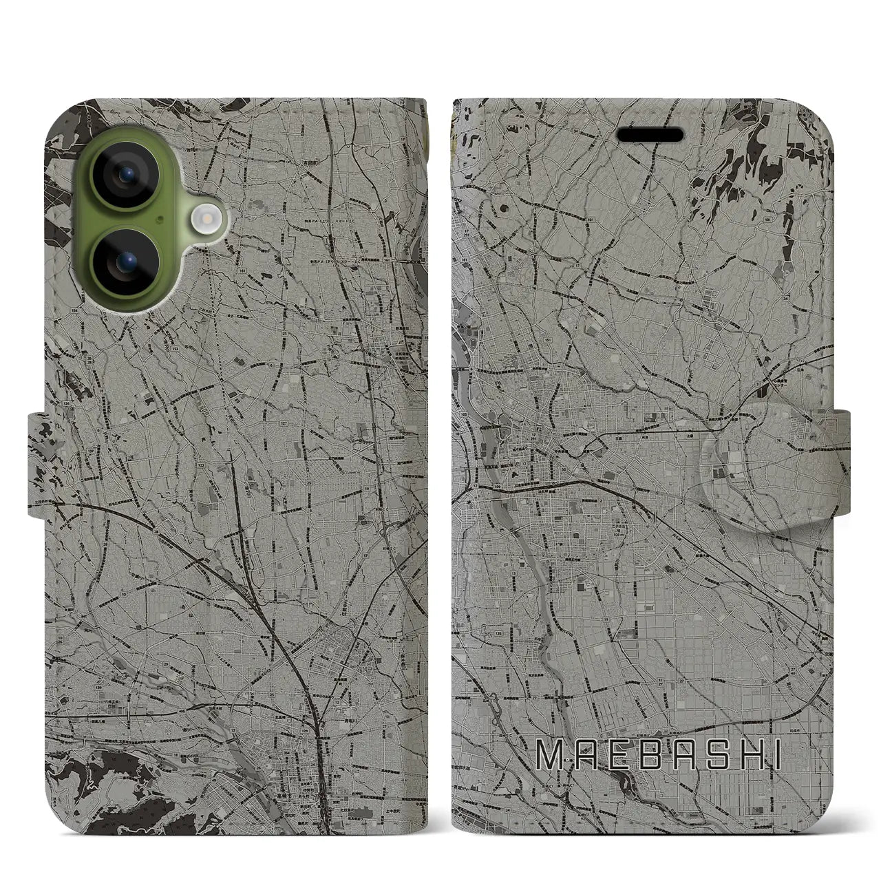 【前橋（群馬県）】地図柄iPhoneケース（手帳タイプ）