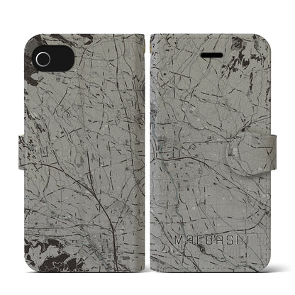 【前橋（群馬県）】地図柄iPhoneケース（手帳タイプ）モノトーン・iPhone SE（第3 / 第2世代） / 8 / 7 / 6s / 6 用