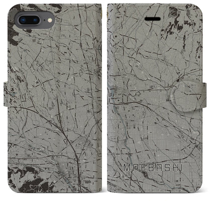 【前橋（群馬県）】地図柄iPhoneケース（手帳タイプ）モノトーン・iPhone 8Plus /7Plus / 6sPlus / 6Plus 用