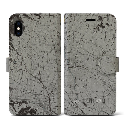 【前橋（群馬県）】地図柄iPhoneケース（手帳タイプ）モノトーン・iPhone XS / X 用