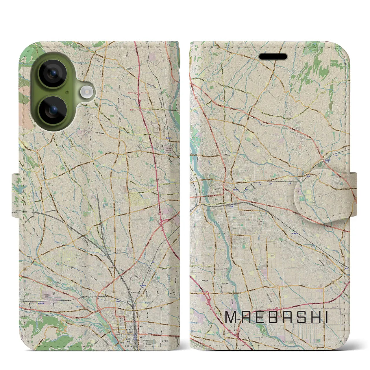 【前橋（群馬県）】地図柄iPhoneケース（手帳タイプ）