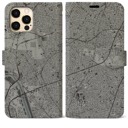 【馬込（東京都）】地図柄iPhoneケース（手帳タイプ）モノトーン・iPhone 12 Pro Max 用