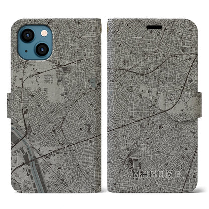 【馬込（東京都）】地図柄iPhoneケース（手帳タイプ）モノトーン・iPhone 13 用