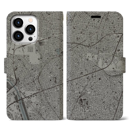 【馬込（東京都）】地図柄iPhoneケース（手帳タイプ）モノトーン・iPhone 13 Pro 用