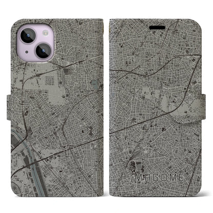 【馬込（東京都）】地図柄iPhoneケース（手帳タイプ）モノトーン・iPhone 14 用