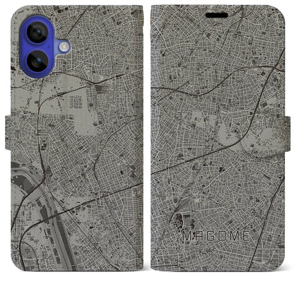 【馬込（東京都）】地図柄iPhoneケース（手帳タイプ）モノトーン・iPhone 16 Pro Max 用