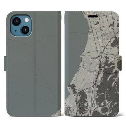 【米原（滋賀県）】地図柄iPhoneケース（手帳タイプ）モノトーン・iPhone 13 用