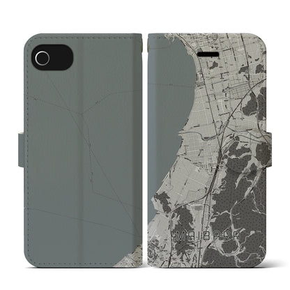 【米原（滋賀県）】地図柄iPhoneケース（手帳タイプ）モノトーン・iPhone SE（第3 / 第2世代） / 8 / 7 / 6s / 6 用