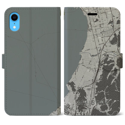 【米原（滋賀県）】地図柄iPhoneケース（手帳タイプ）モノトーン・iPhone XR 用