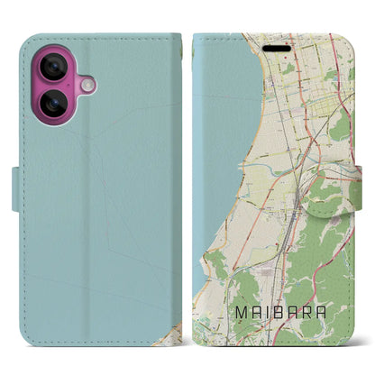 【米原（滋賀県）】地図柄iPhoneケース（手帳タイプ）ナチュラル・iPhone 16 Pro 用