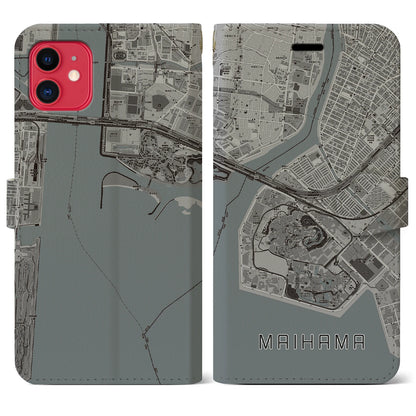 【舞浜】地図柄iPhoneケース（手帳両面タイプ・モノトーン）iPhone 11 用