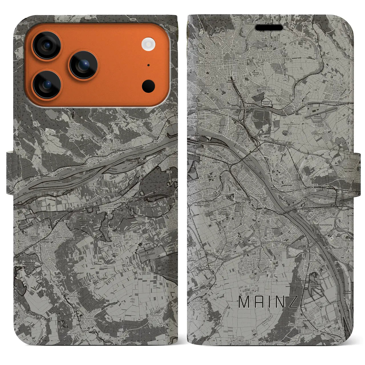 【マインツ（ドイツ）】地図柄iPhoneケース（手帳タイプ）