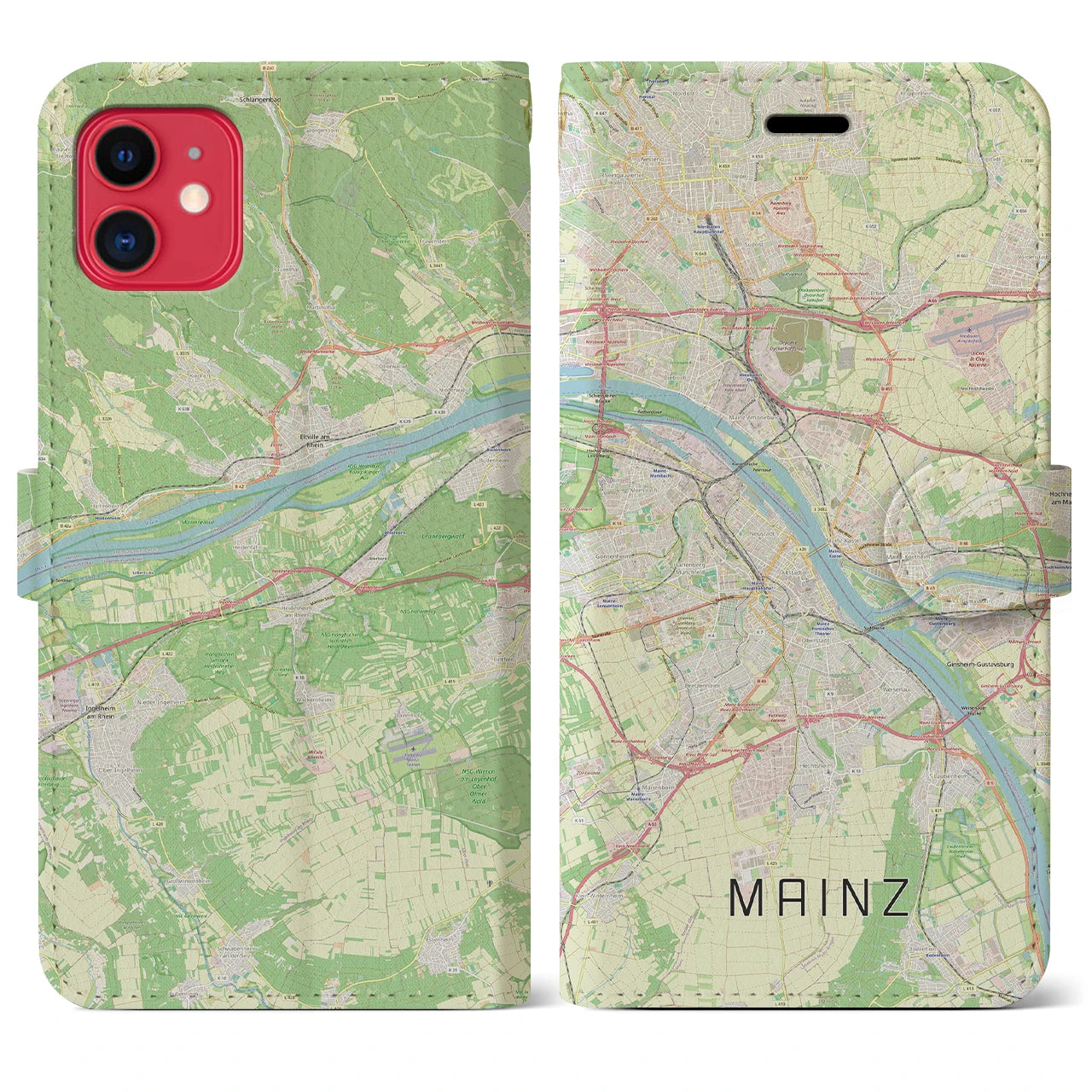 【マインツ】地図柄iPhoneケース（手帳両面タイプ・ナチュラル）iPhone 11 用