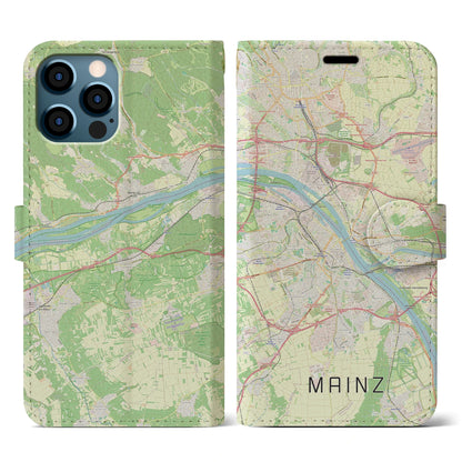 【マインツ（ドイツ）】地図柄iPhoneケース（手帳タイプ）ナチュラル・iPhone 12 / 12 Pro 用