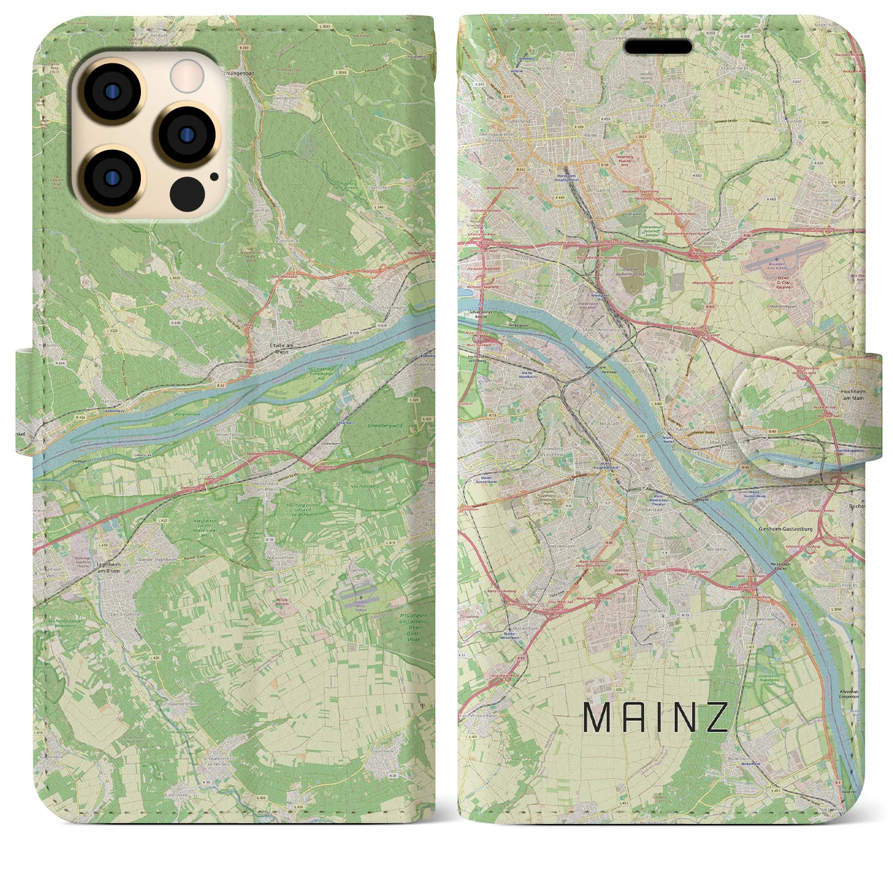 【マインツ】地図柄iPhoneケース（手帳両面タイプ・ナチュラル）iPhone 12 Pro Max 用