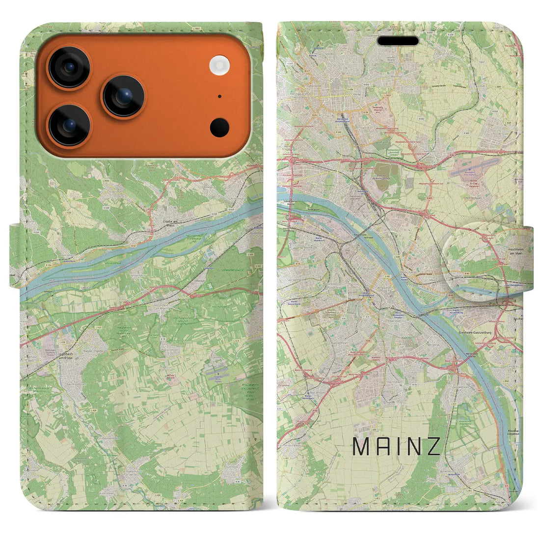 【マインツ(ドイツ)】地図柄iPhoneケース(手帳タイプ)ナチュラル・iPhone 17 Pro Max 用