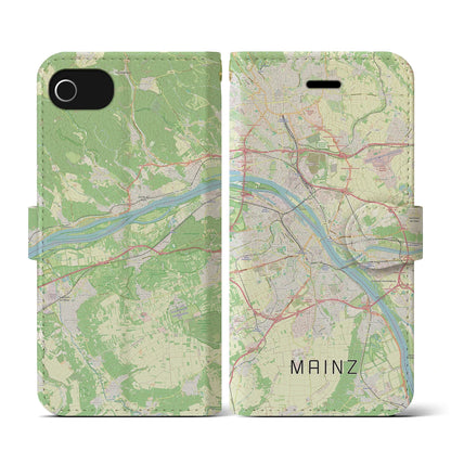 【マインツ（ドイツ）】地図柄iPhoneケース（手帳タイプ）ナチュラル・iPhone SE（第3 / 第2世代） / 8 / 7 / 6s / 6 用