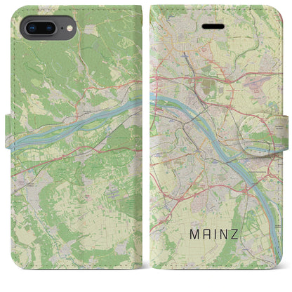 【マインツ（ドイツ）】地図柄iPhoneケース（手帳タイプ）ナチュラル・iPhone 8Plus /7Plus / 6sPlus / 6Plus 用
