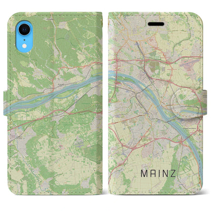 【マインツ（ドイツ）】地図柄iPhoneケース（手帳タイプ）ナチュラル・iPhone XR 用