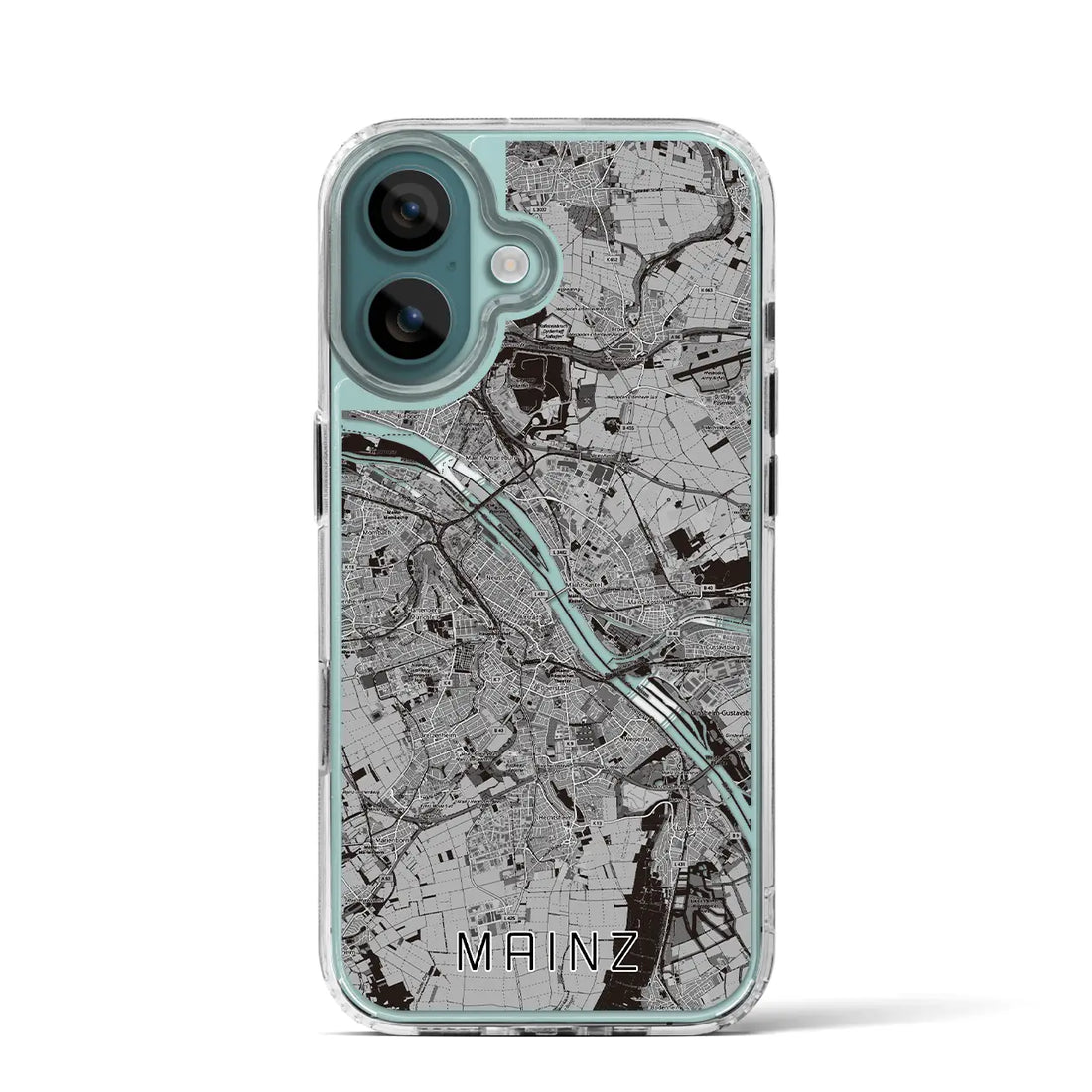 【マインツ(ドイツ)】地図柄iPhoneケース(MagSafeタイプ)モノトーン・iPhone 16 Pro 用