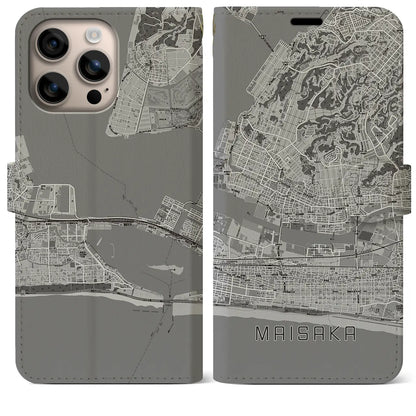 【舞阪（静岡県）】地図柄iPhoneケース（手帳タイプ）モノトーン・iPhone 16 Plus 用