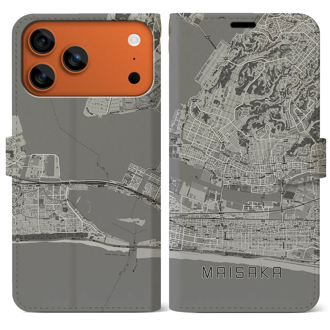 【舞阪（静岡県）】地図柄iPhoneケース（手帳タイプ）