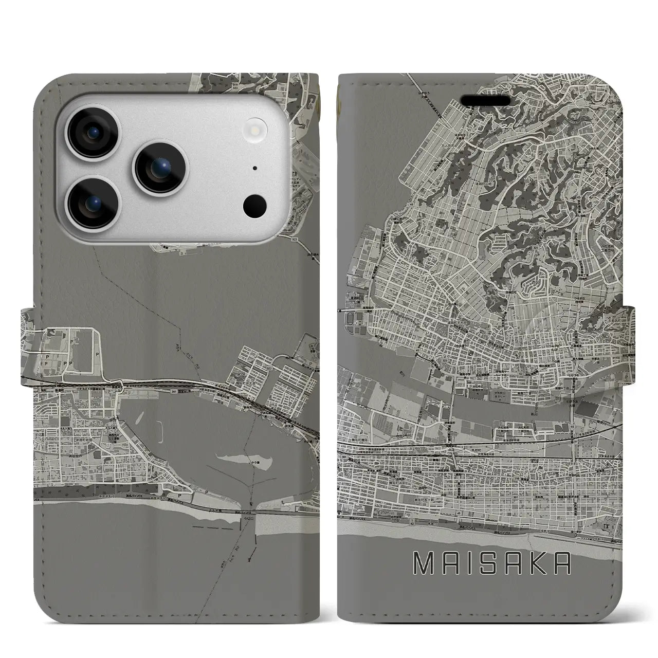 【舞阪（静岡県）】地図柄iPhoneケース（手帳タイプ）