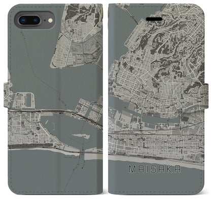 【舞阪（静岡県）】地図柄iPhoneケース（手帳タイプ）モノトーン・iPhone 8Plus /7Plus / 6sPlus / 6Plus 用