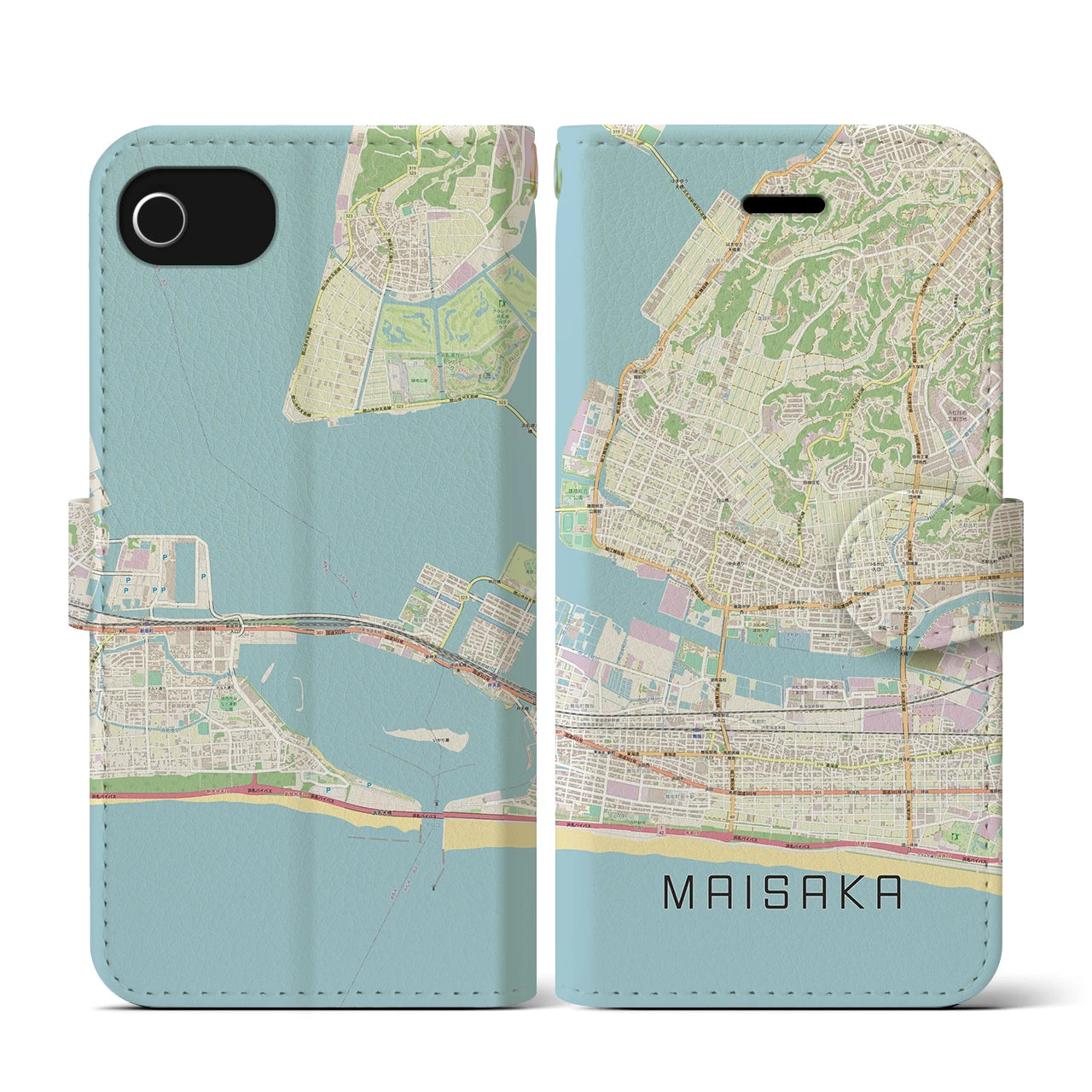 【舞阪（静岡県）】地図柄iPhoneケース（手帳タイプ）